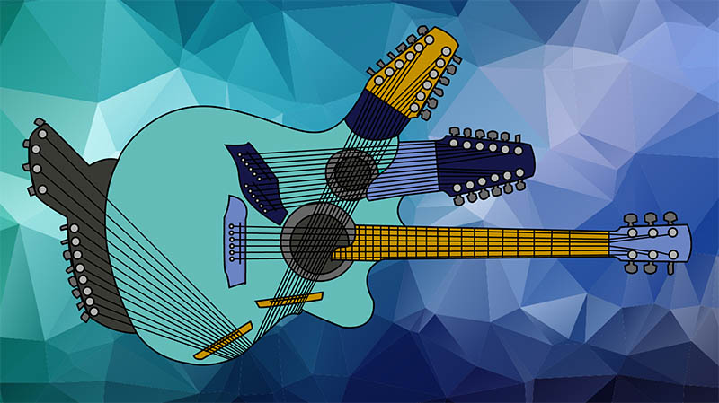 Dibujo de la Guitarra Pikasso cubista